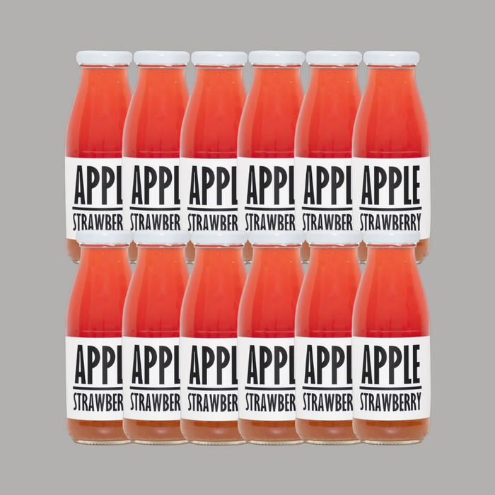 A close-up of the juice label highlighting "100% cold-pressed fruit, no added sugar."