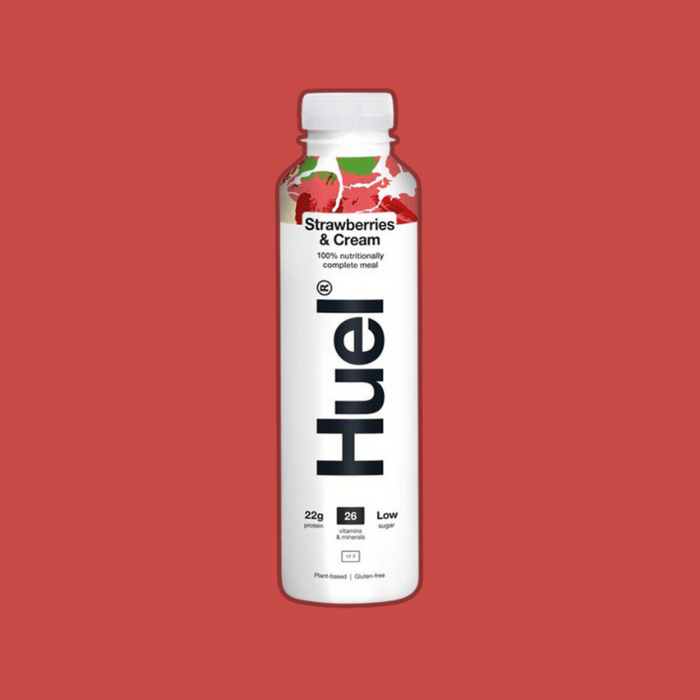 Pack of 8 Huel Strawberries & Cream flavored meal drinks