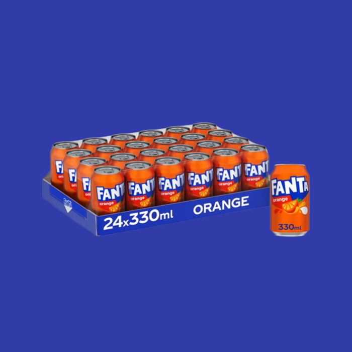 Opened Fanta can with condensation against a white background