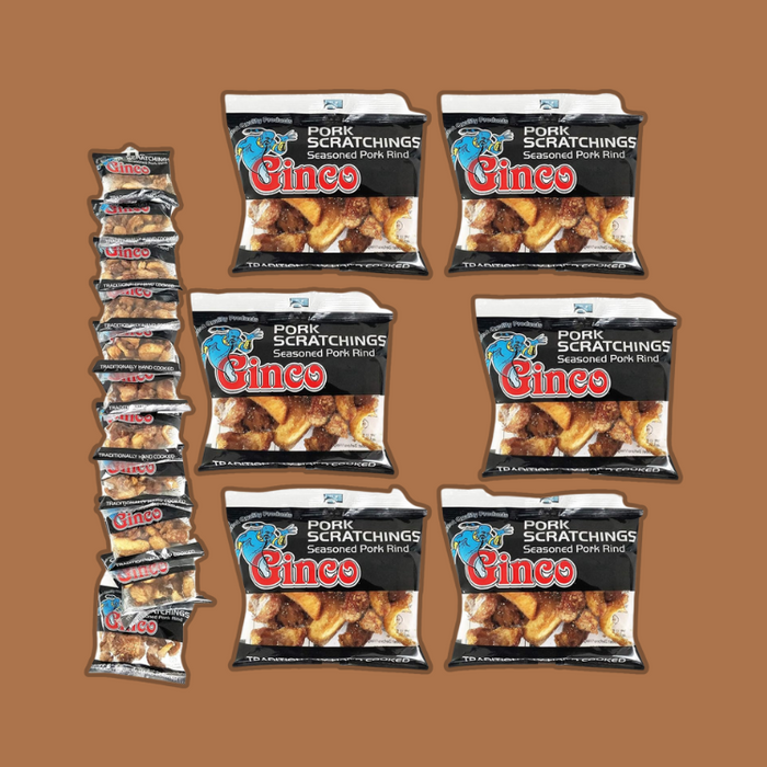 12 pack of Ginco Pork Scratchings, perfect for snacking or keto diet.