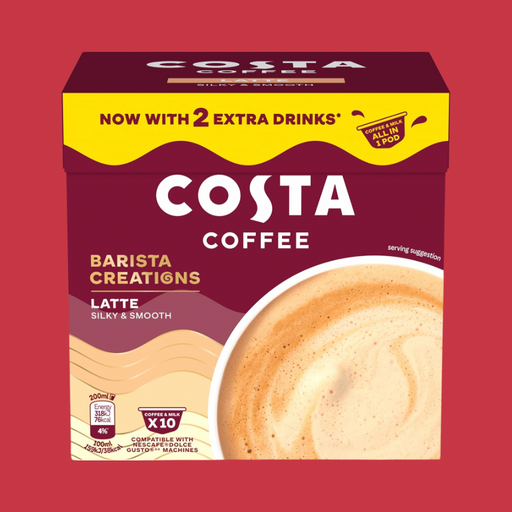 Costa Coffee Latte Pod being brewed in a coffee machine