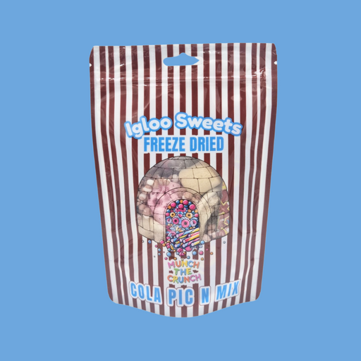Two 90g bags of freeze-dried cola bottle sweets displayed