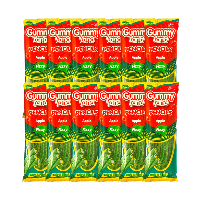 Gummy Land Fizzy Apple Pencils Sweets 150g - Fun and Fizzy Apple Gummies