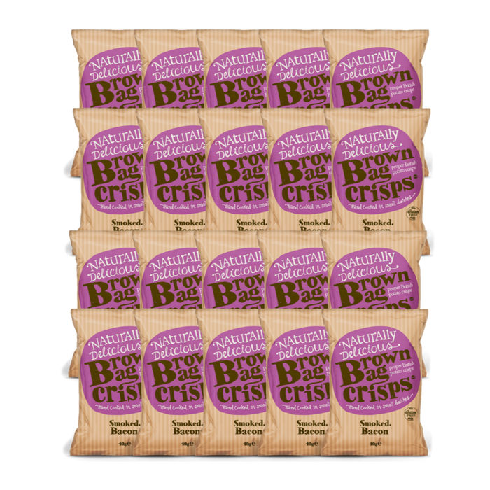Pack of Brown Bag Crisps Smoked Bacon British Potato Crisps 20x40g