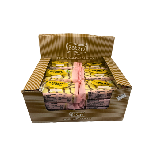 Single RJ Bakewell Flapjack unwrapped showing cherry pieces and icing