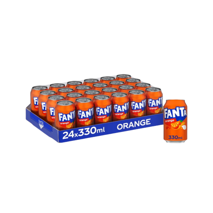 Front view of a single 330 ml Fanta can with logo visible