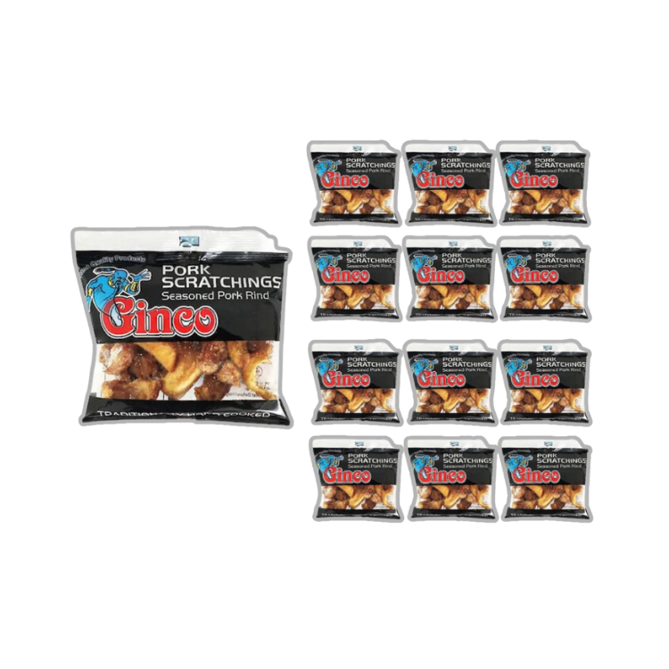 Ginco Pork Scratchings pack showcasing the crispy, savory snack.