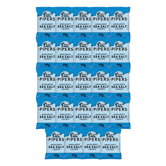PIPERS Anglesey Sea Salt Crisps in their 40g packaging.