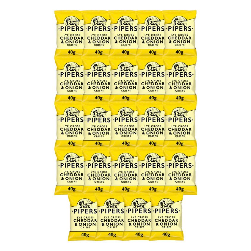 PIPERS Lye Cross Cheddar & Onion Crisps 40g x 24