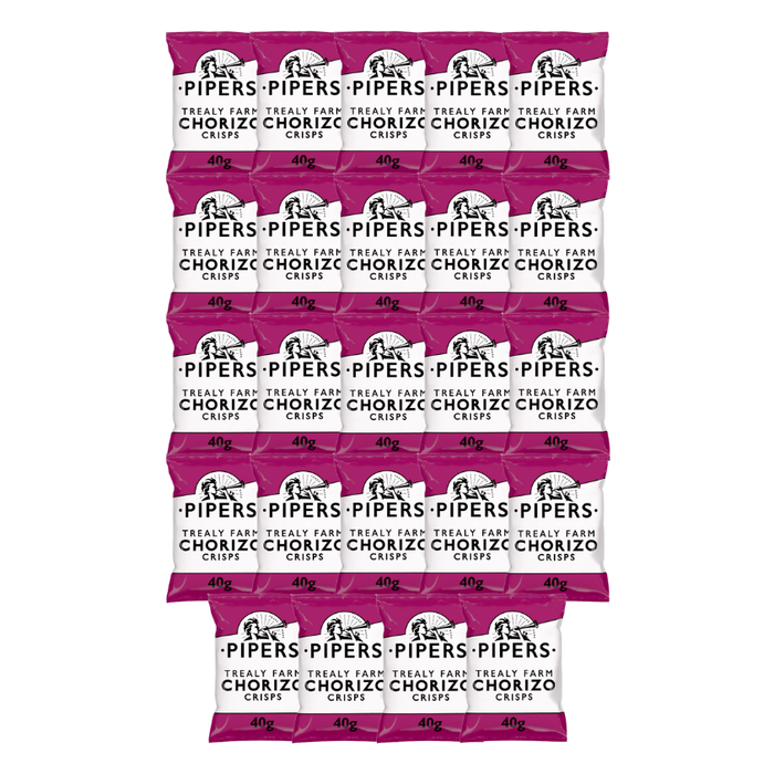PIPERS Trealy Farm Chorizo Crisps in their 40g packaging.