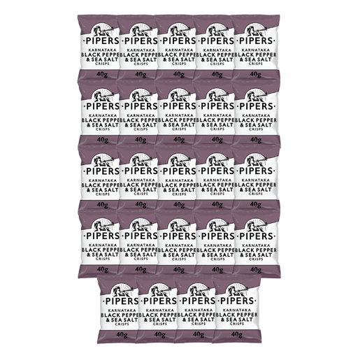 PIPERS Karnataka Black Pepper & Sea Salt Crisps in their 40g packaging.