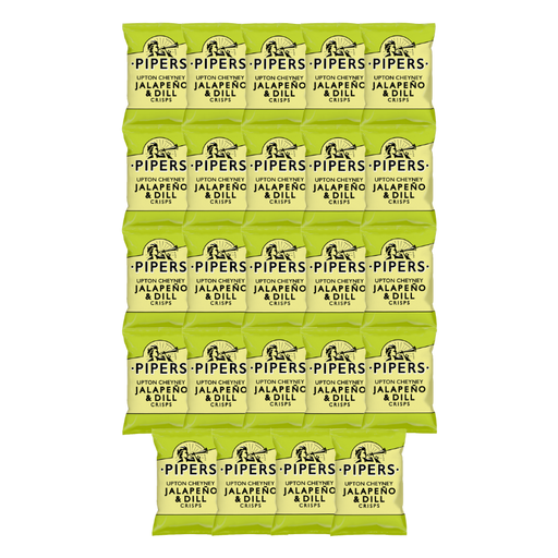PIPERS Jalapeno & Dill Crisps in their 40g packaging.