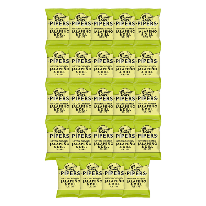 PIPERS Jalapeno & Dill Crisps in their 40g packaging.