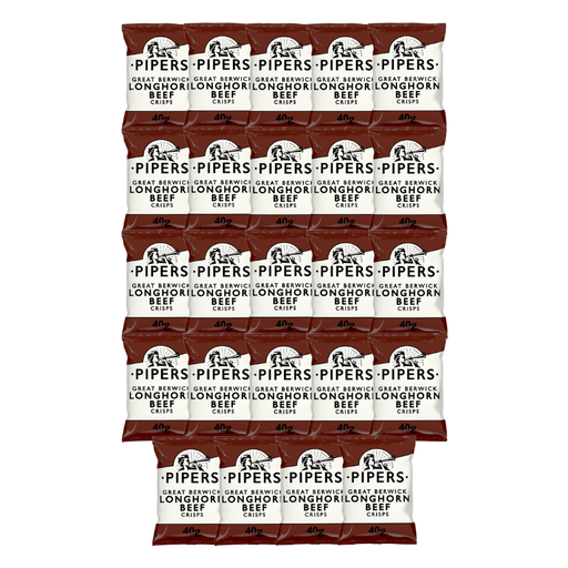 PIPERS Great Berwick Longhorn Beef Crisps in their 40g packaging.