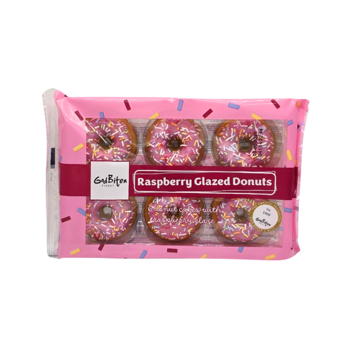 Close-up of a raspberry-glazed mini doughnut with a glossy, vibrant coating.
