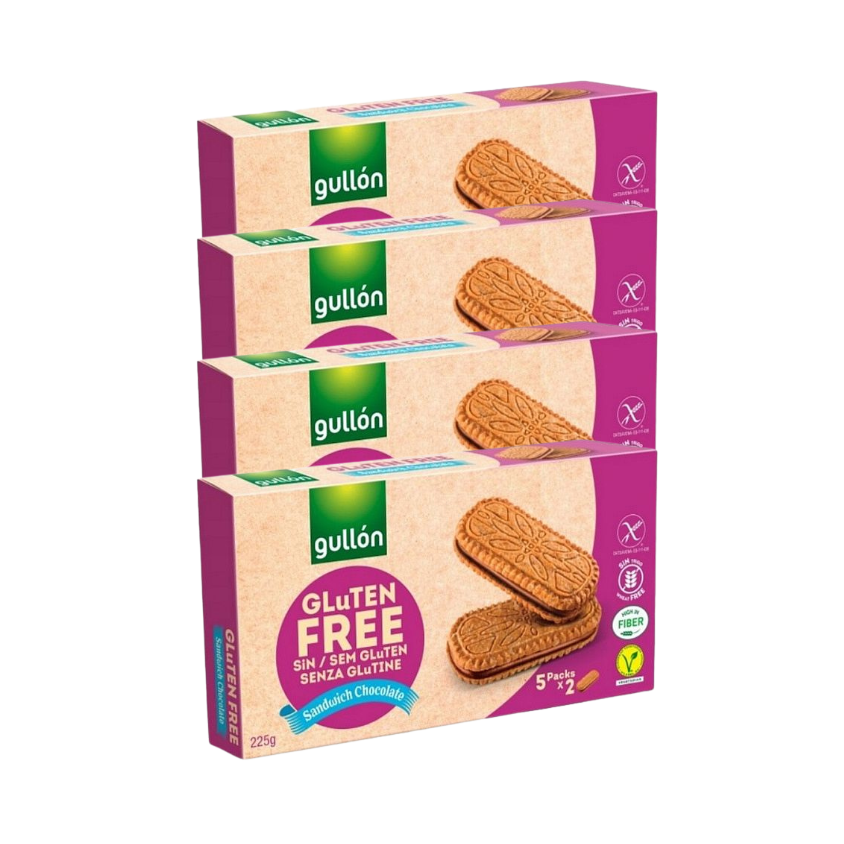 Gullon Gluten Free Sandwich Chocolate Biscuits 225g (Pack of 4)