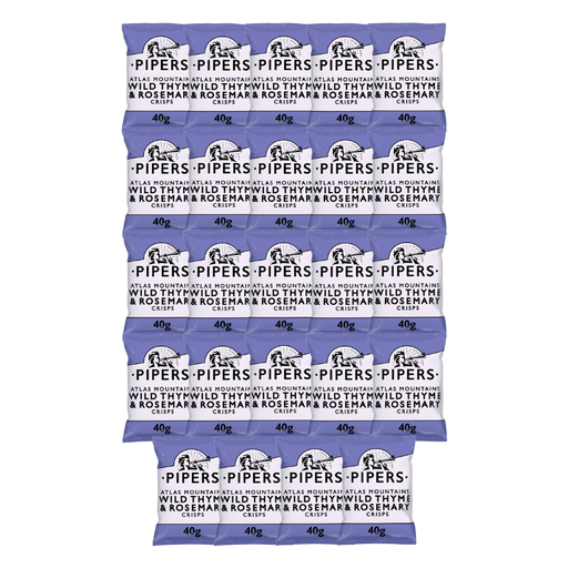 PIPERS Wild Thyme & Rosemary Crisps in their 40g packaging.