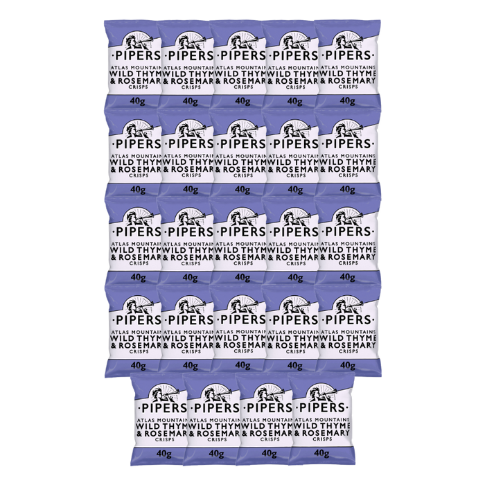 PIPERS Wild Thyme & Rosemary Crisps in their 40g packaging.