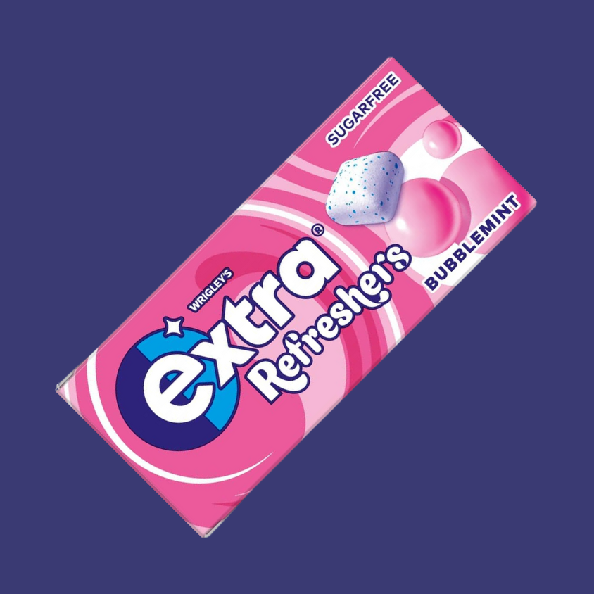 A single pack of Extra Refreshers Bubblemint Gum, perfect for on-the-go freshness.