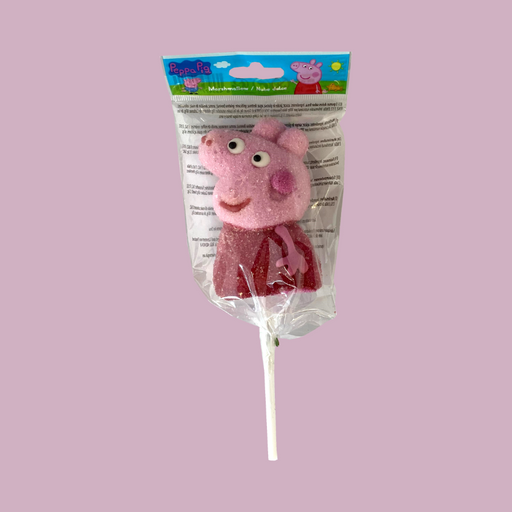A close-up of an unwrapped marshmallow pop showing its soft texture.