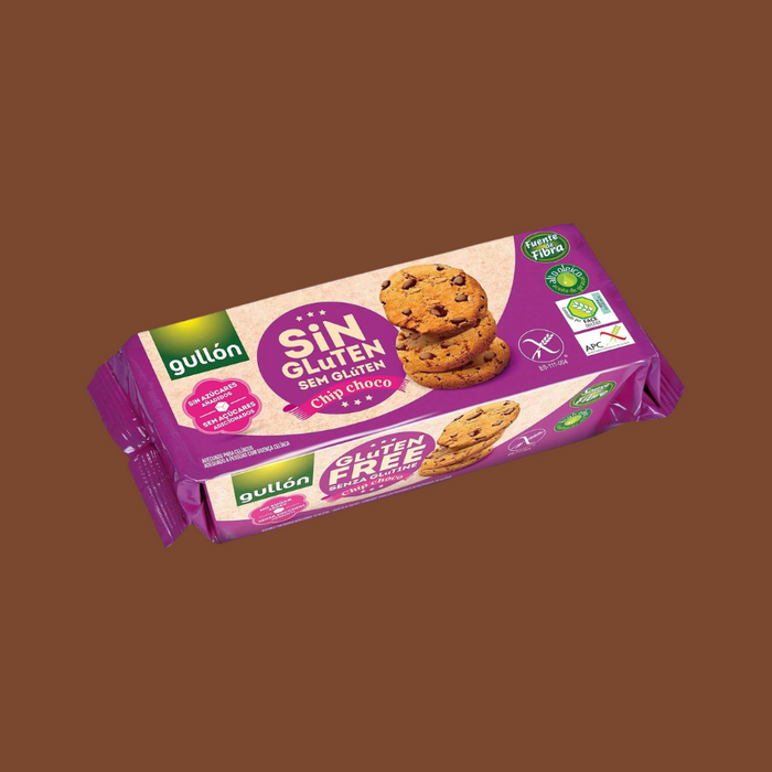 Close-up of the biscuit showing chocolate chip pieces
