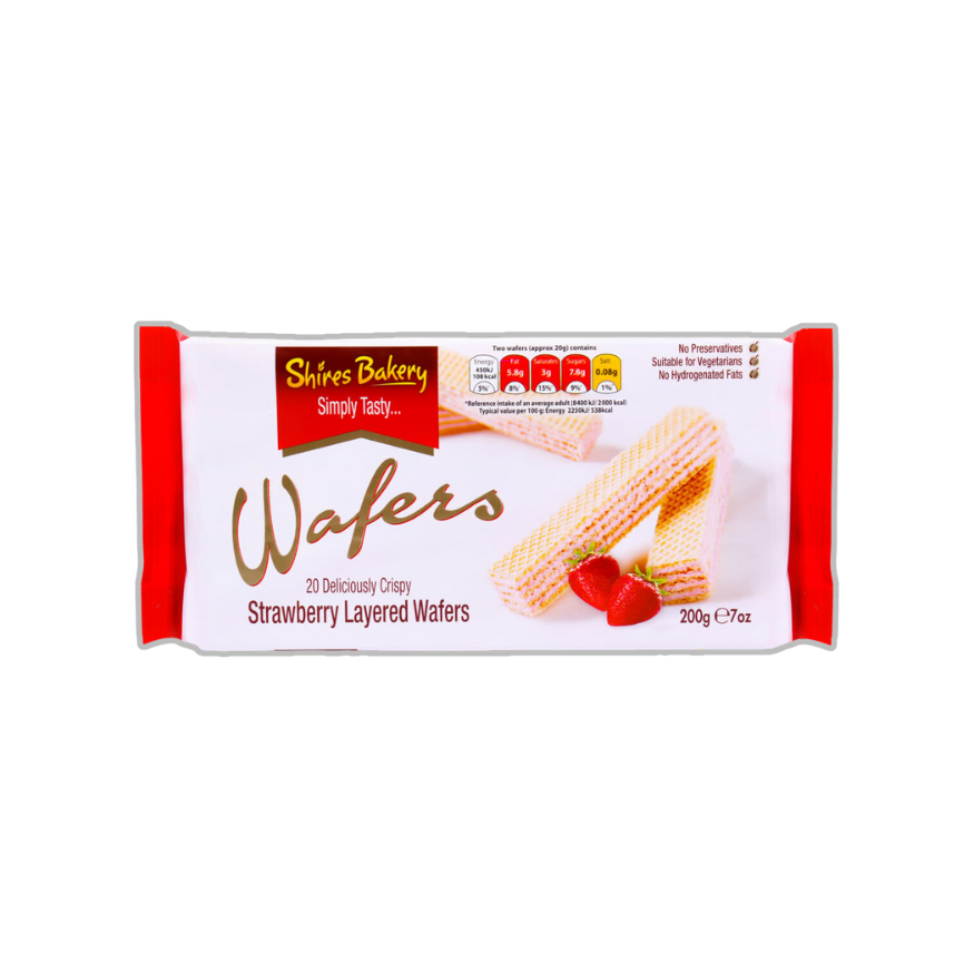 Shires Bakery Strawberry Wafers 200g Natural StrawberryFlavored