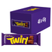 Cadbury Twirl 48-pack (48 x 43g): purple-wrapped twin‑finger milk chocolate bars arranged in a bulk carton showing the Cadbury logo and product branding.