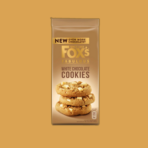 Detail of Fox's white chocolate cookie showing rich chocolate chunks.