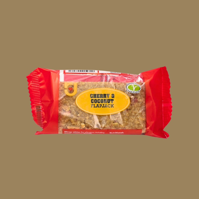 Unwrapped bars of each flavor—Original, Granola, Cherry & Sultana, Raspberry, Cherry & Coconut, Fruit—lined up

