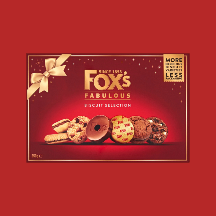 Close-up of Fox's Fabulous chocolate biscuits showing texture