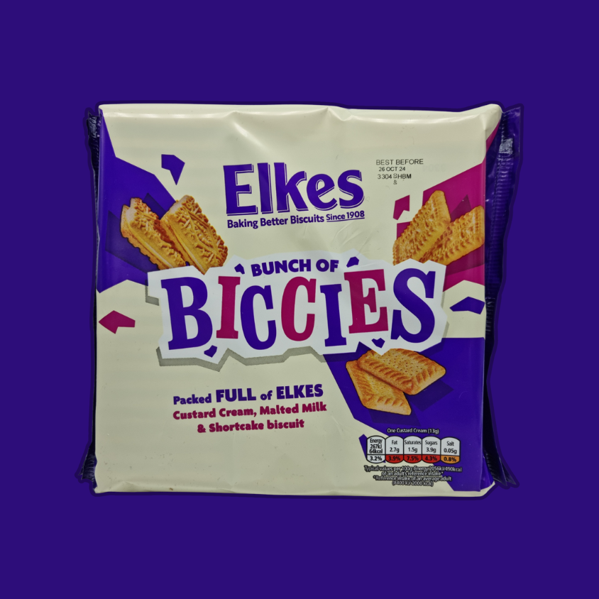 Elkes Biccies Custard Creams, Malted Milk, and Shortcake