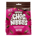 Cardboard box containing 12 individual 135g packs of Chocolate Nibbles Original, branded front panels showing logo and image of bite-size chocolate pieces.