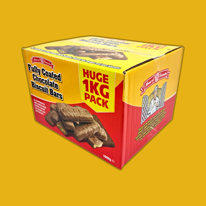 Close-up of irregular chocolate biscuit bars