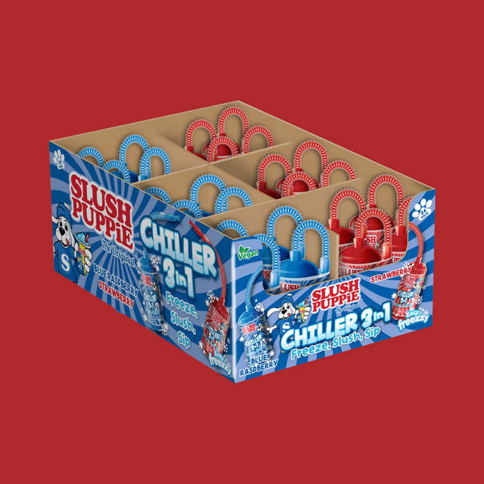 Strawberry slush served with a colorful straw on a party table

