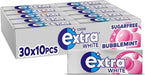 Bulk pack of Extra BubbleMint chewing gum — 30 individual 10-piece packs of mint bubble flavor, branded Extra packaging for sharing or retail.