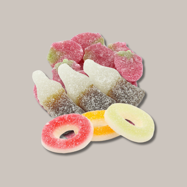 A delightful mix of sour and fizzy sweets for vegetarians