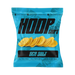 Multipack of eight 35g HOOP CHIPS Sea Salt Plantain Chips — sealed packs with one open bag displaying crisp golden plantain chips sprinkled with sea salt.