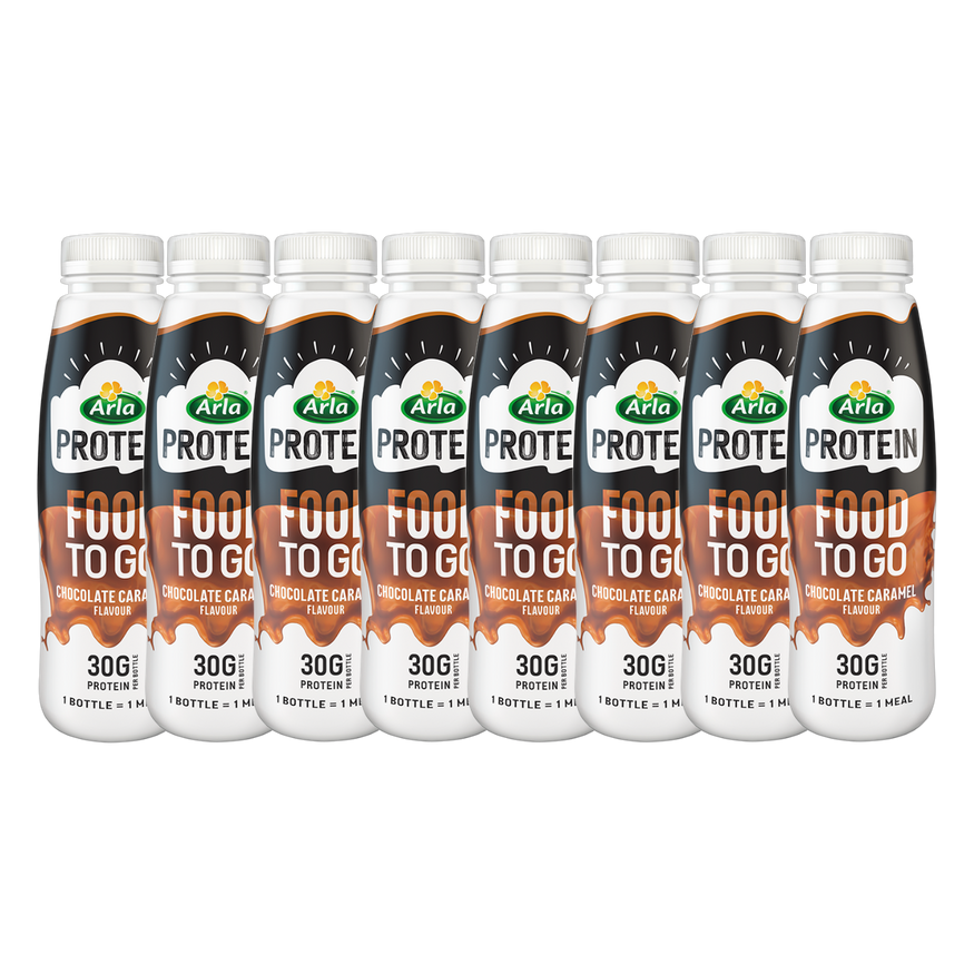 Arla Protein Food To Go Chocolate Caramel Flavoured Meal Replacement Shake 500ml (Pack of 8)