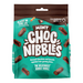 Chocolate Nibbles Mint 135g x12 — twelve sealed 135g packs of mint-flavored bite-size chocolate nibbles with branded retail labels