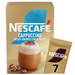 Prepared frothy cappuccino in a cup from Nescafé decaf sachet