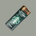 Hand gripping a Starbucks Tripleshot Espresso can next to workout gear