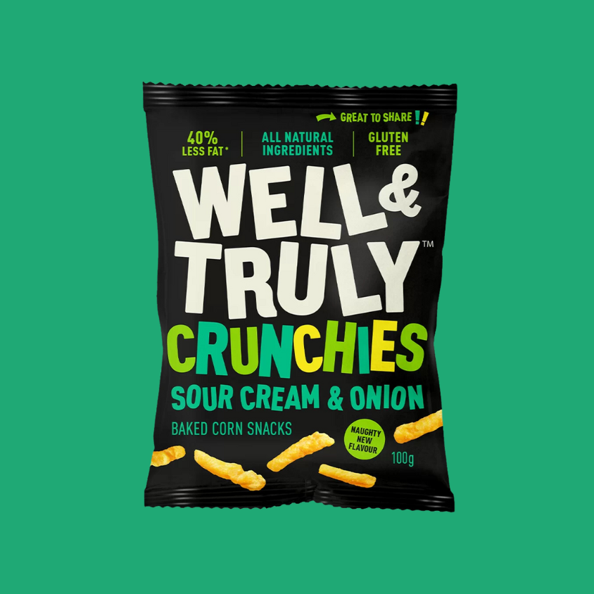 10 packs of Well & Truly Sour Cream & Onion Corn Sticks