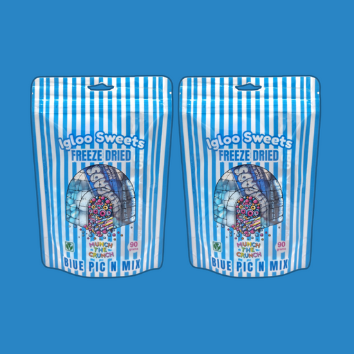 Close-up of tangy Blue Raspberry Freeze Dried Candy