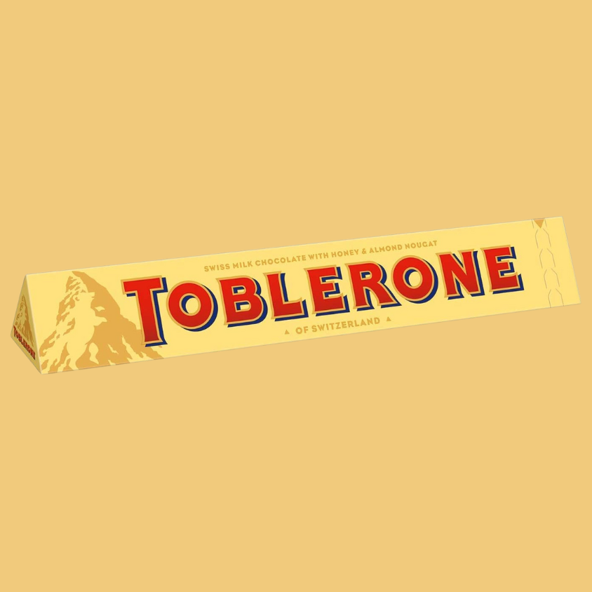 Close-up of Toblerone's signature triangular pieces