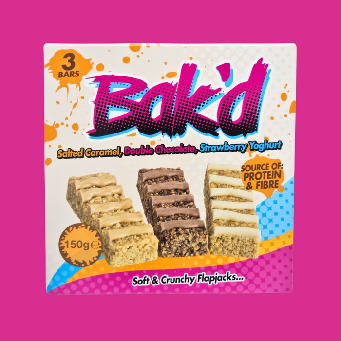 Close-up of BAK'D protein flapjack with soft oat texture