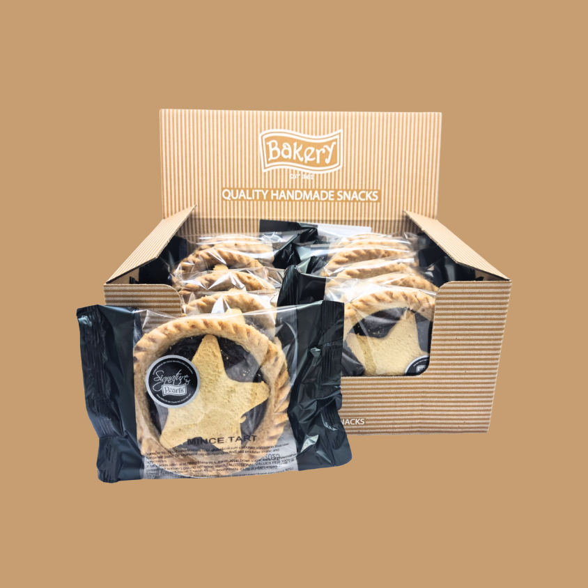 Individually wrapped luxury mince pies in shortcrust pastry