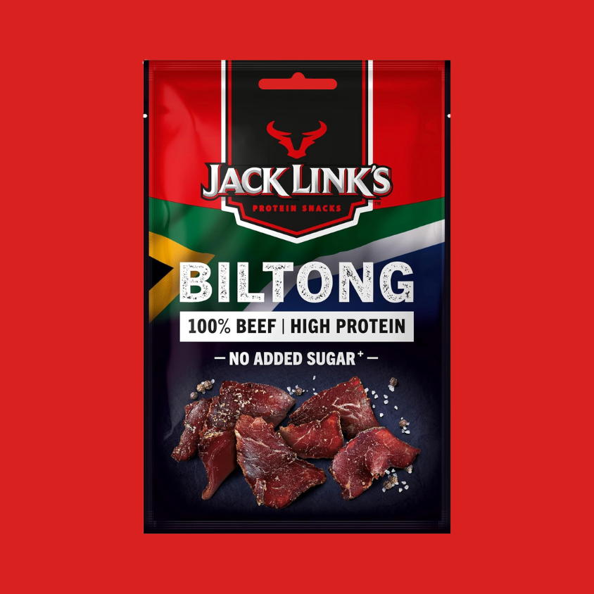 High-protein Jack Link's beef snack in individually wrapped portions