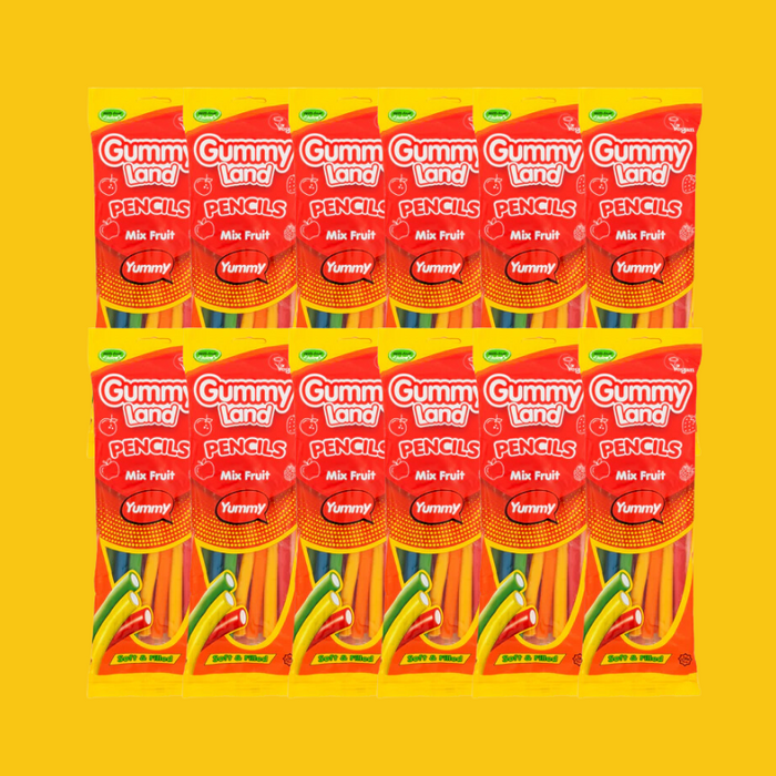 Mixed Fruit Fizzy Pencils Sweets in a 150g Case - Gummy Land