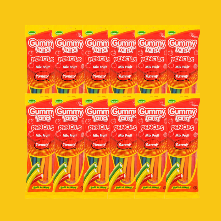 Mixed Fruit Fizzy Pencils Sweets in a 150g Case - Gummy Land