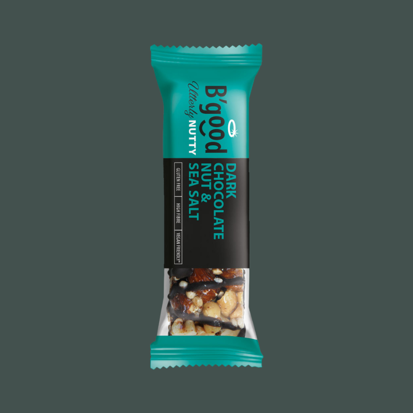 Gluten-free and high-fiber snack bars with dark chocolate and nuts